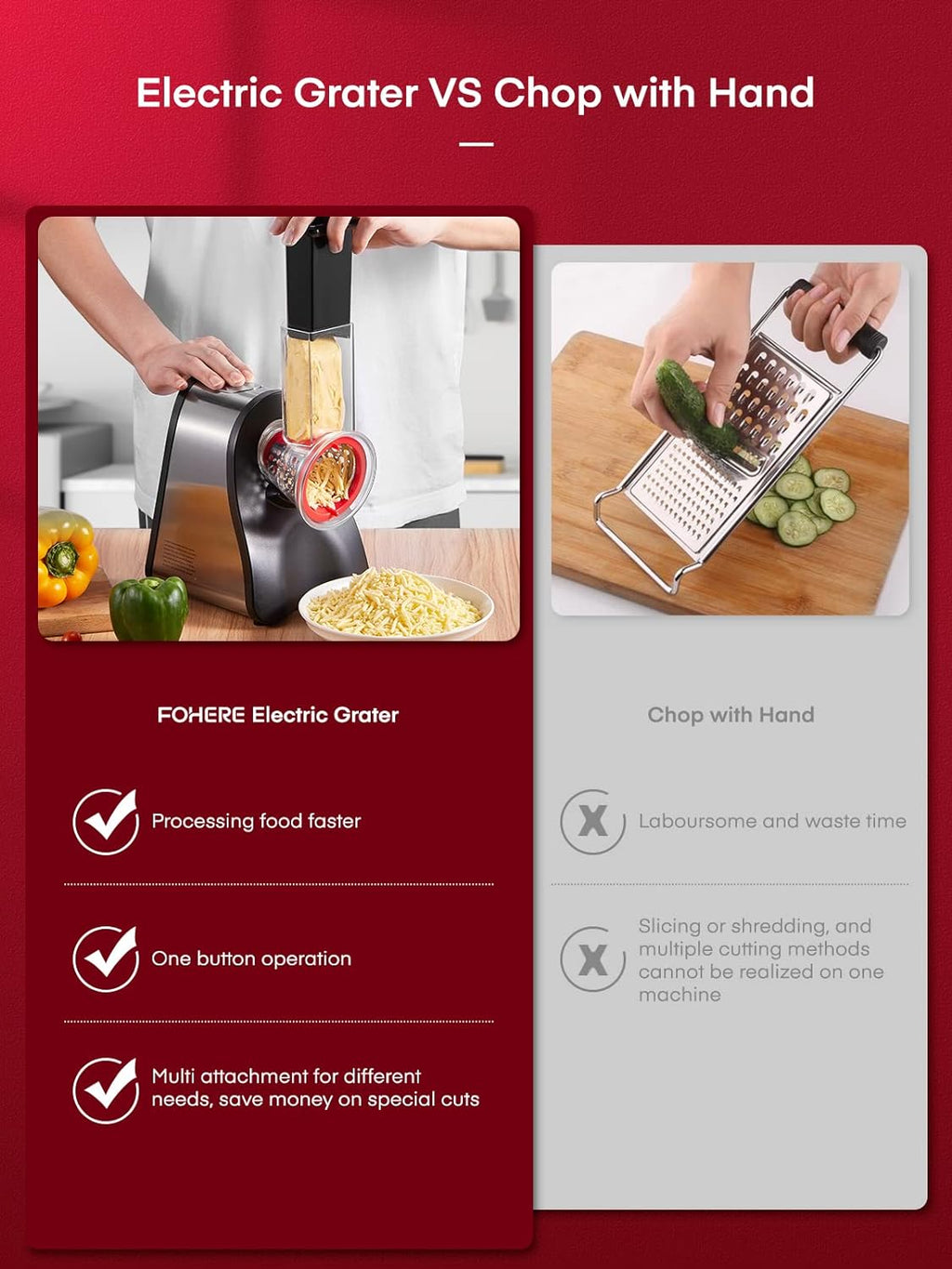 Electric Cheese Grater Salad Maker, Red M23619