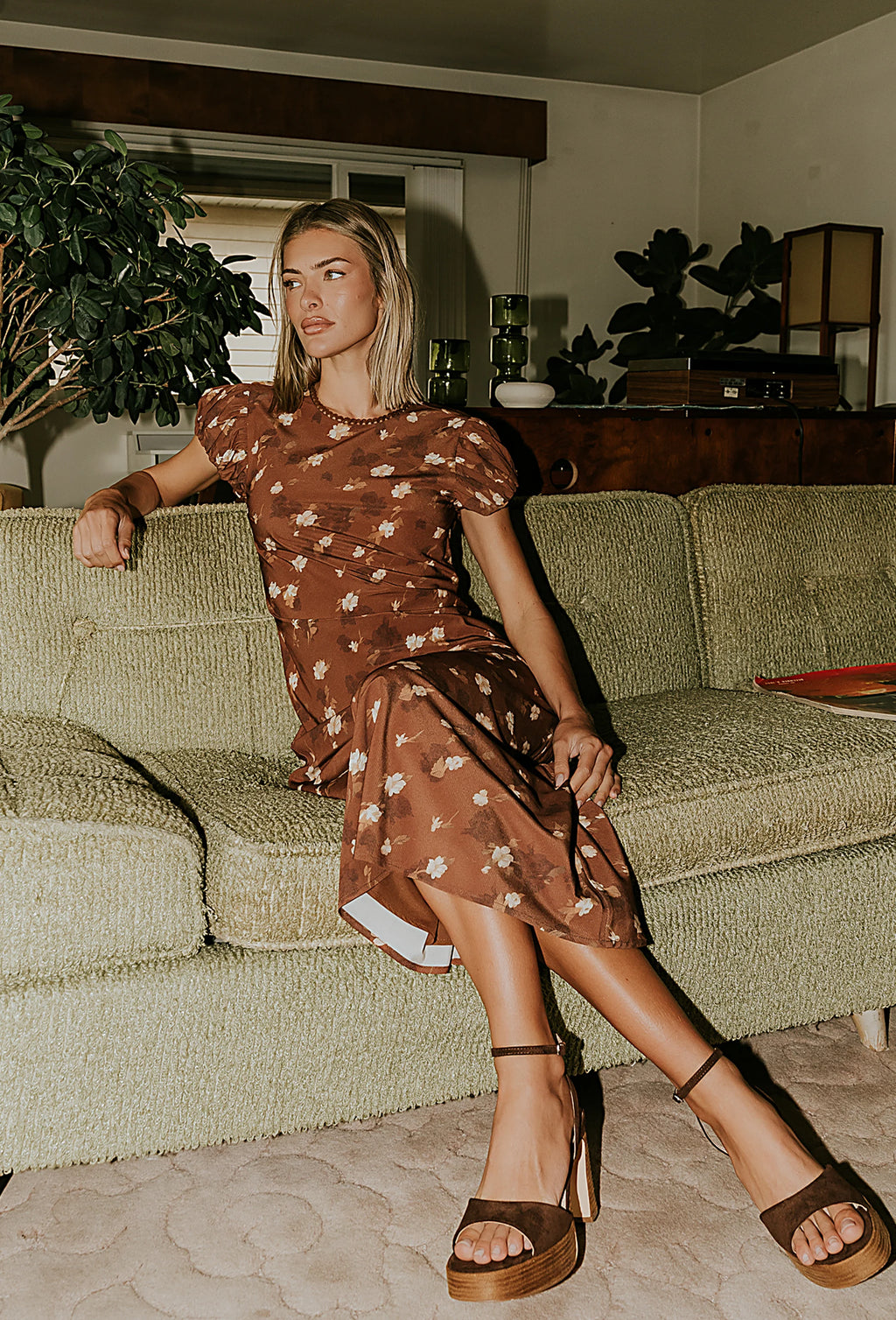 Brown Floral Maxi Dress H892285