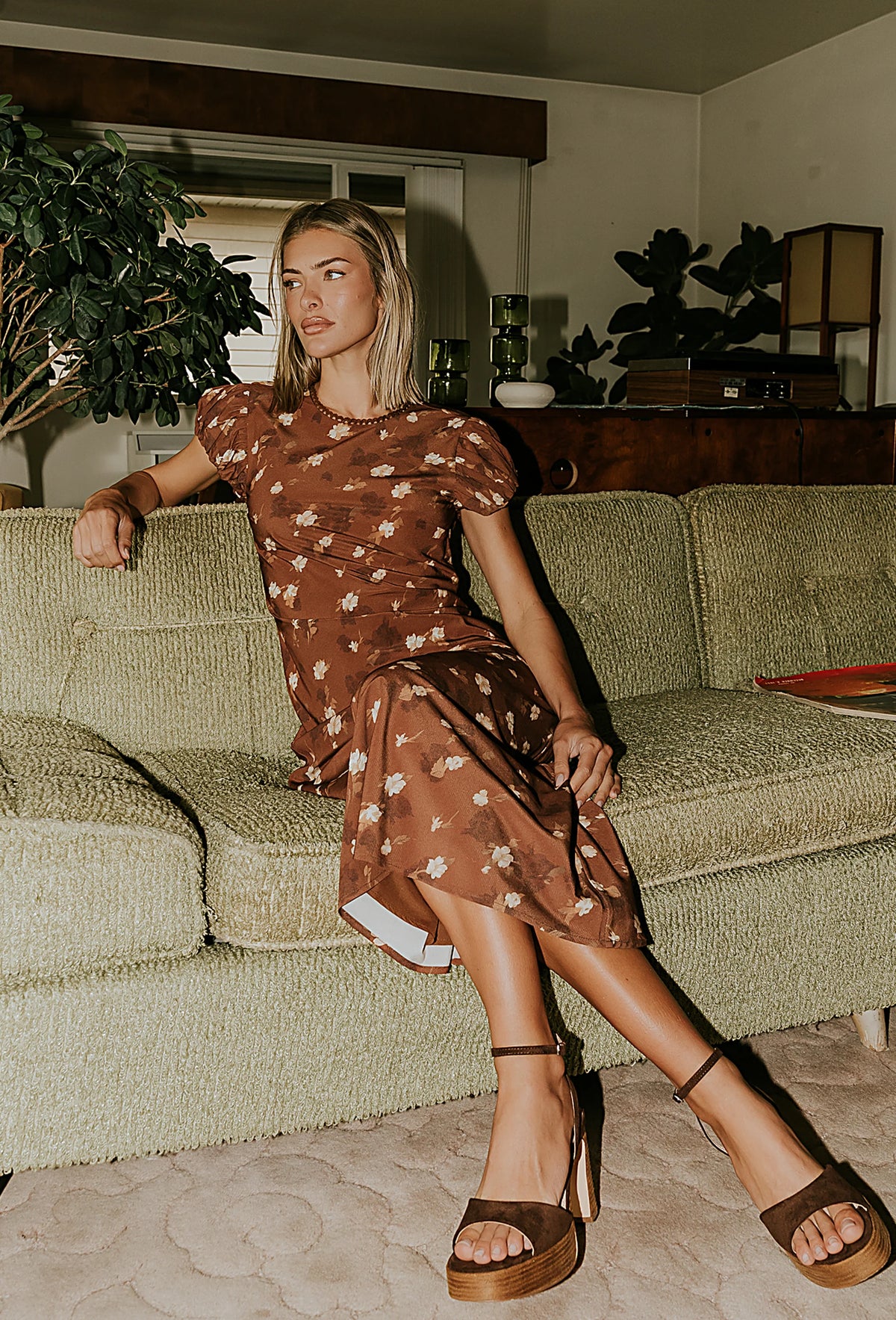 Brown Floral Maxi Dress H892285