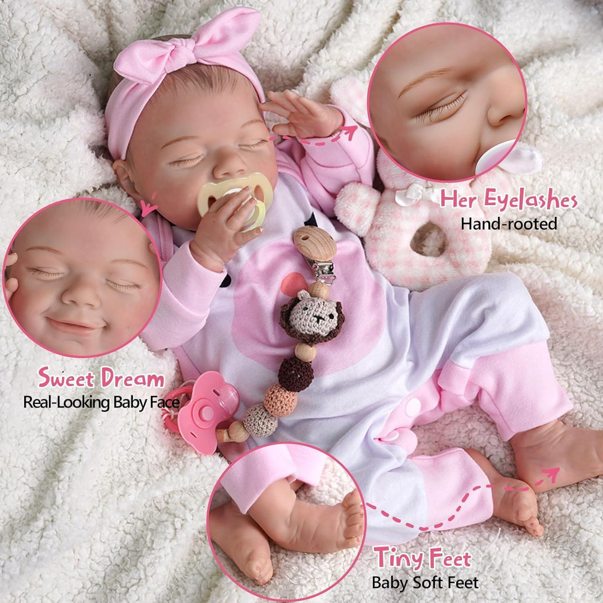 20 Inch Soft Body Realistic Baby Doll with Clothes Accessories Feeding Kit Y297