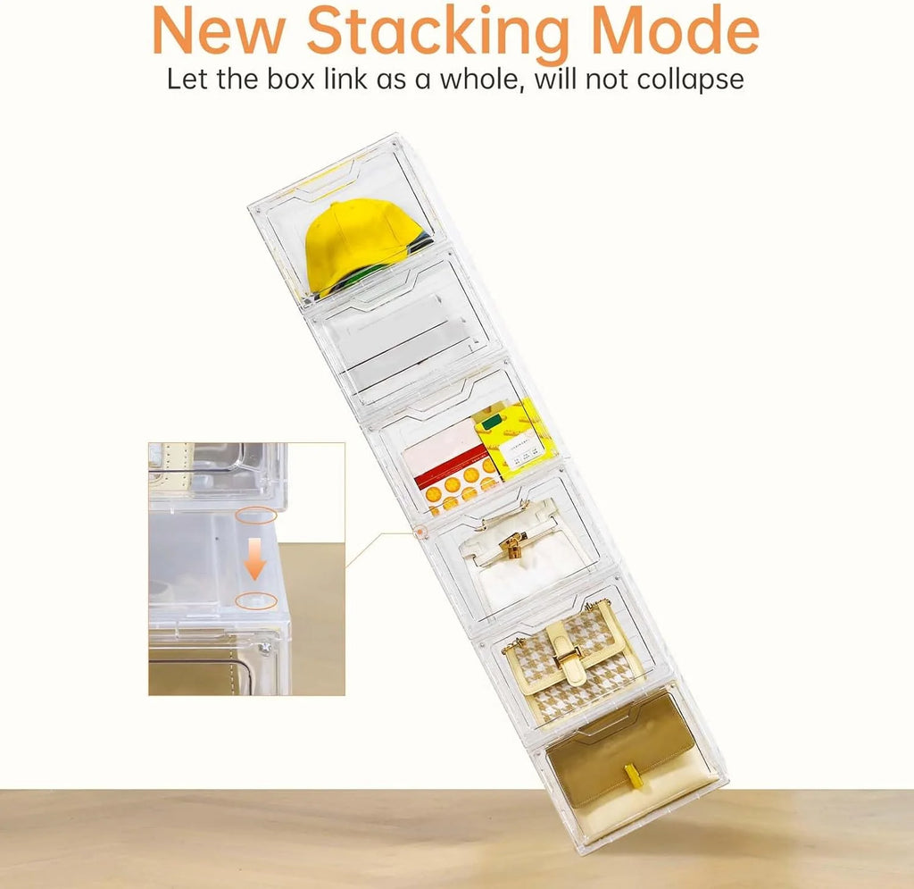 6 Pack Clear Stackable Plastic Storage Bins with Lids F1780