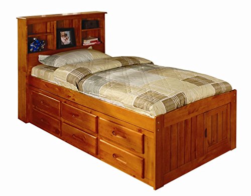 White Full Bookcase Bed with 6 Drawers F885
