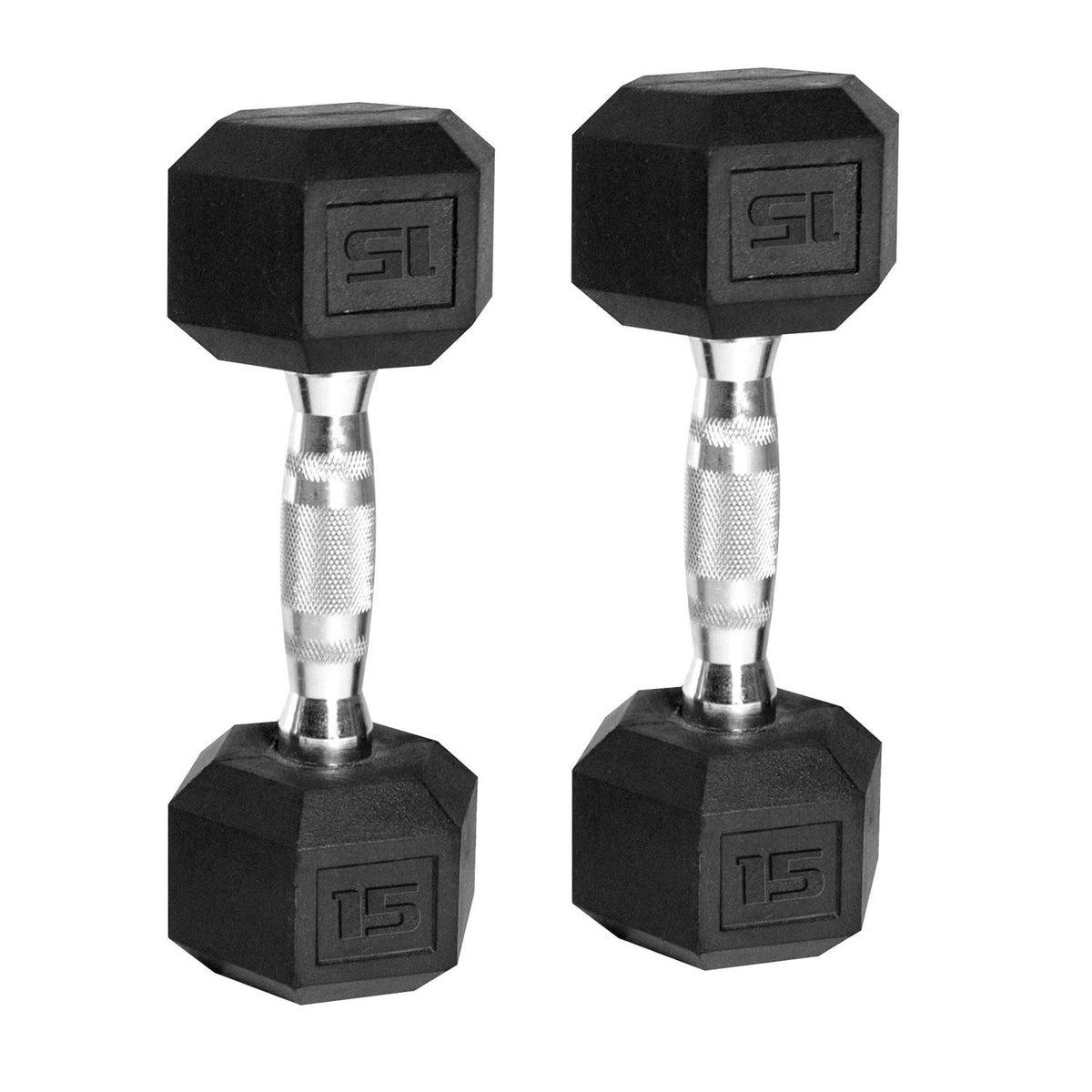 15lb Coated Rubber Hex Dumbbell Pair O9840