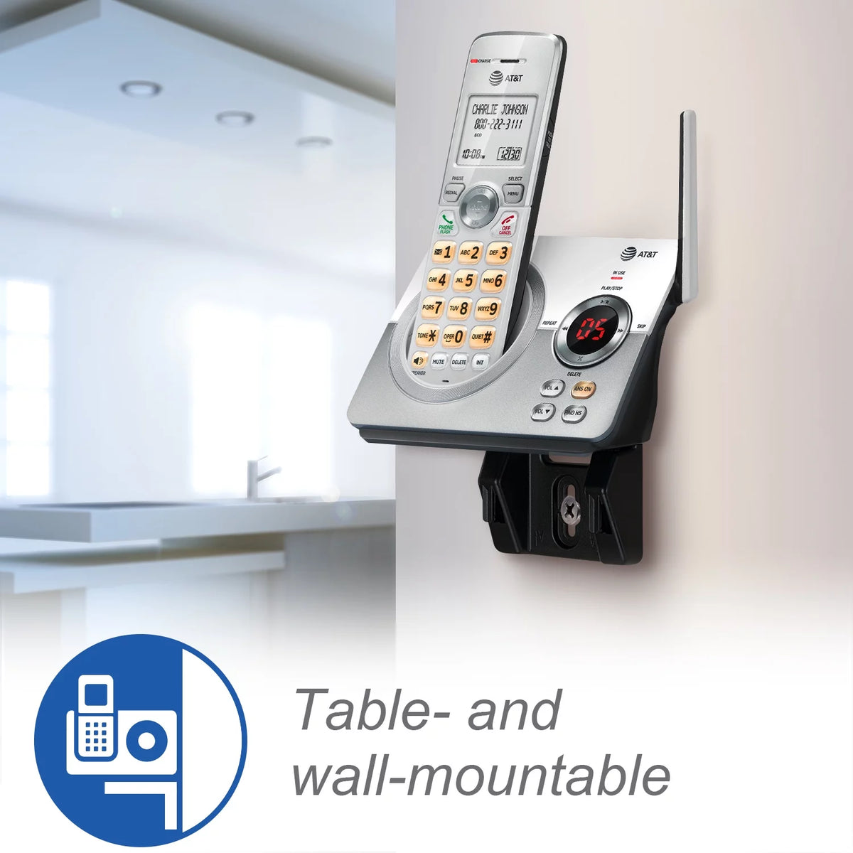 4-Handset Cordless Phone with Answering System and Call Block (White/Silver) J2562