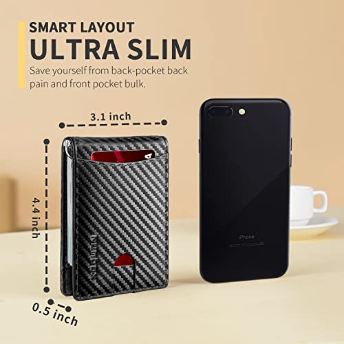 Genuine Leather Slim Bifold Wallet with Money Clip R884698