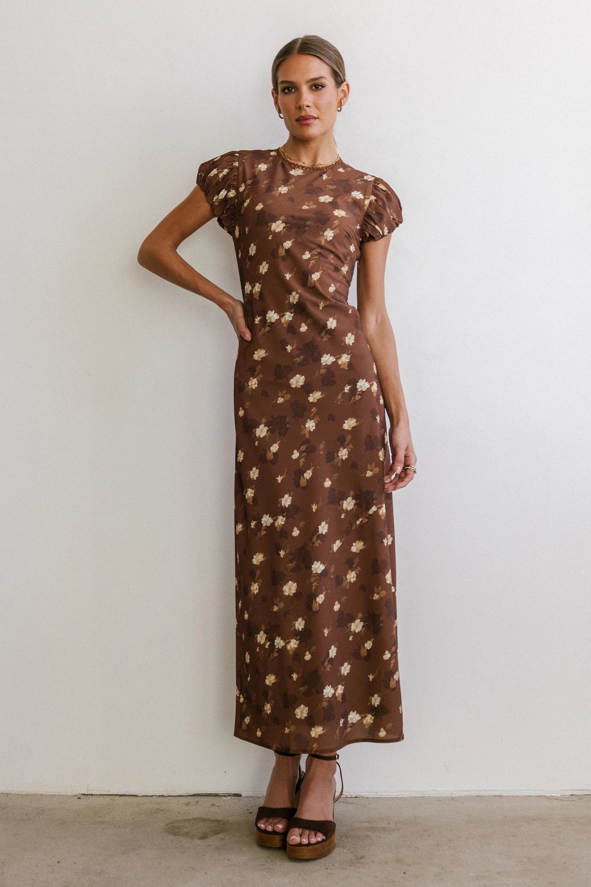 Brown Floral Maxi Dress H892285