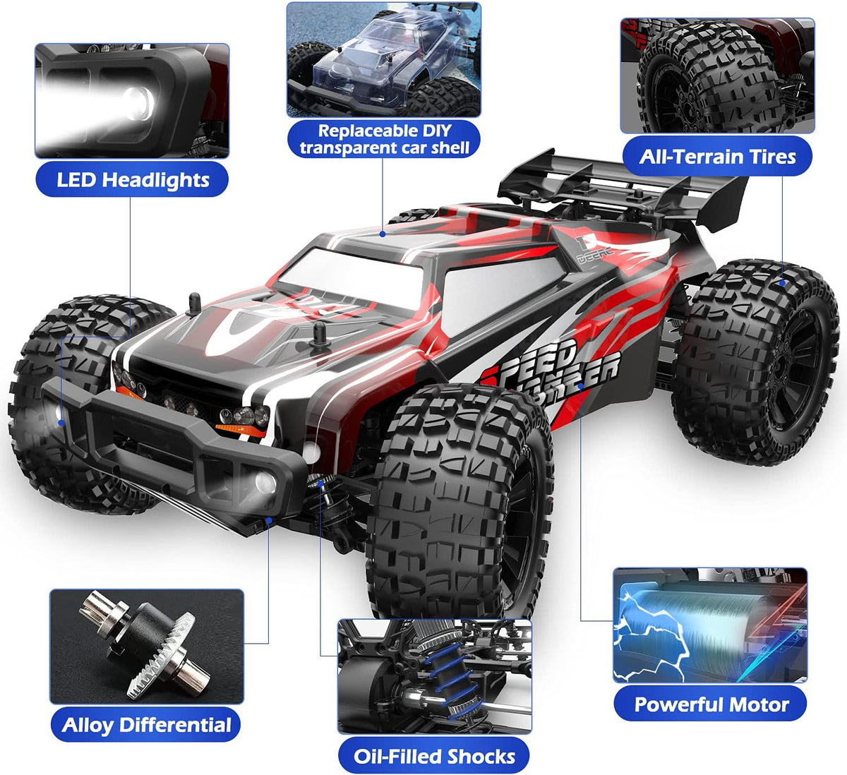 1:10 Scale 4WD Off Road RC Monster Truck with 2 Battery Z7224
