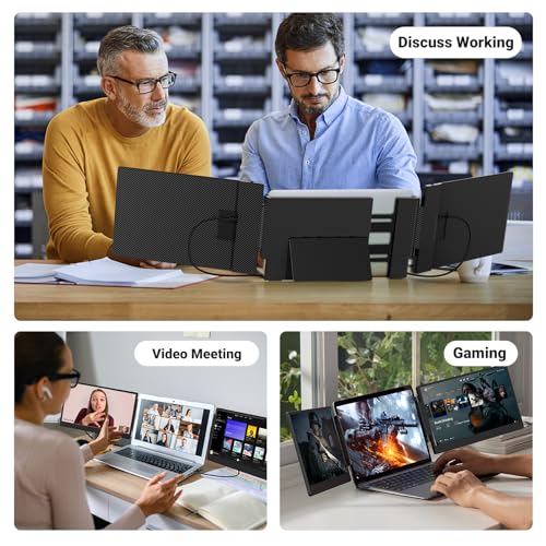 15.6" FHD 1080P IPS Triple Portable Monitor with Built-in Stand and Dual Speakers I9769