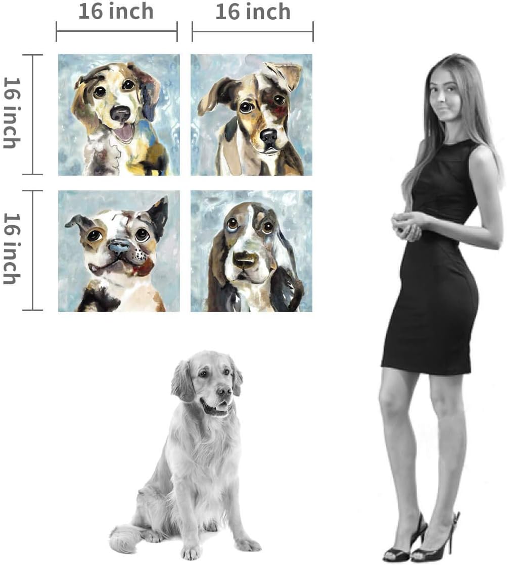 Abstract Dog Canvas Print 16'' x 16'' 4 Panels D61588