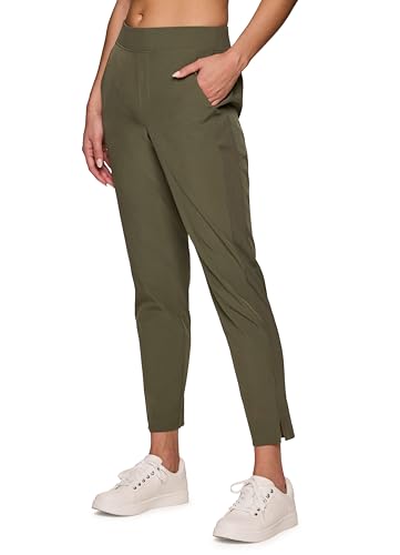 Women's Stretch Woven Ankle Pant, Lightweight, Quick Drying, Flat-Front Straight Leg Pants with Pockets J15393