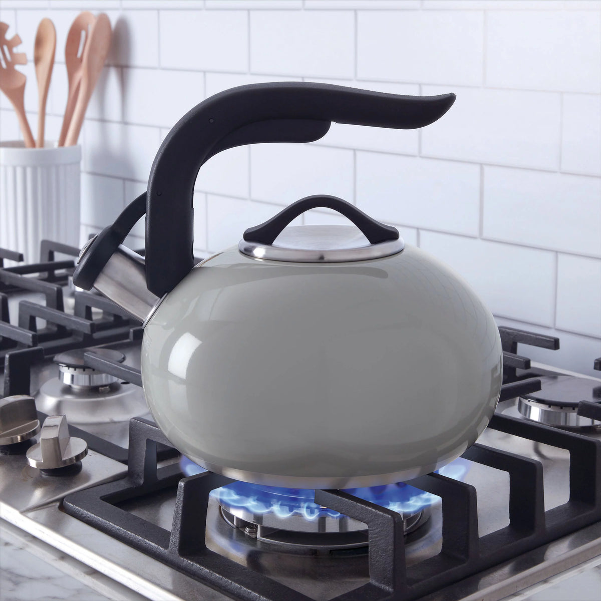 1.8-quart Light Grey Stainless Steel Tea Kettle J56163