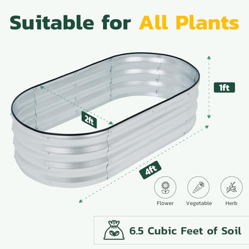 Galvanized Metal Raised Garden Bed 4x2x1 ft L8612