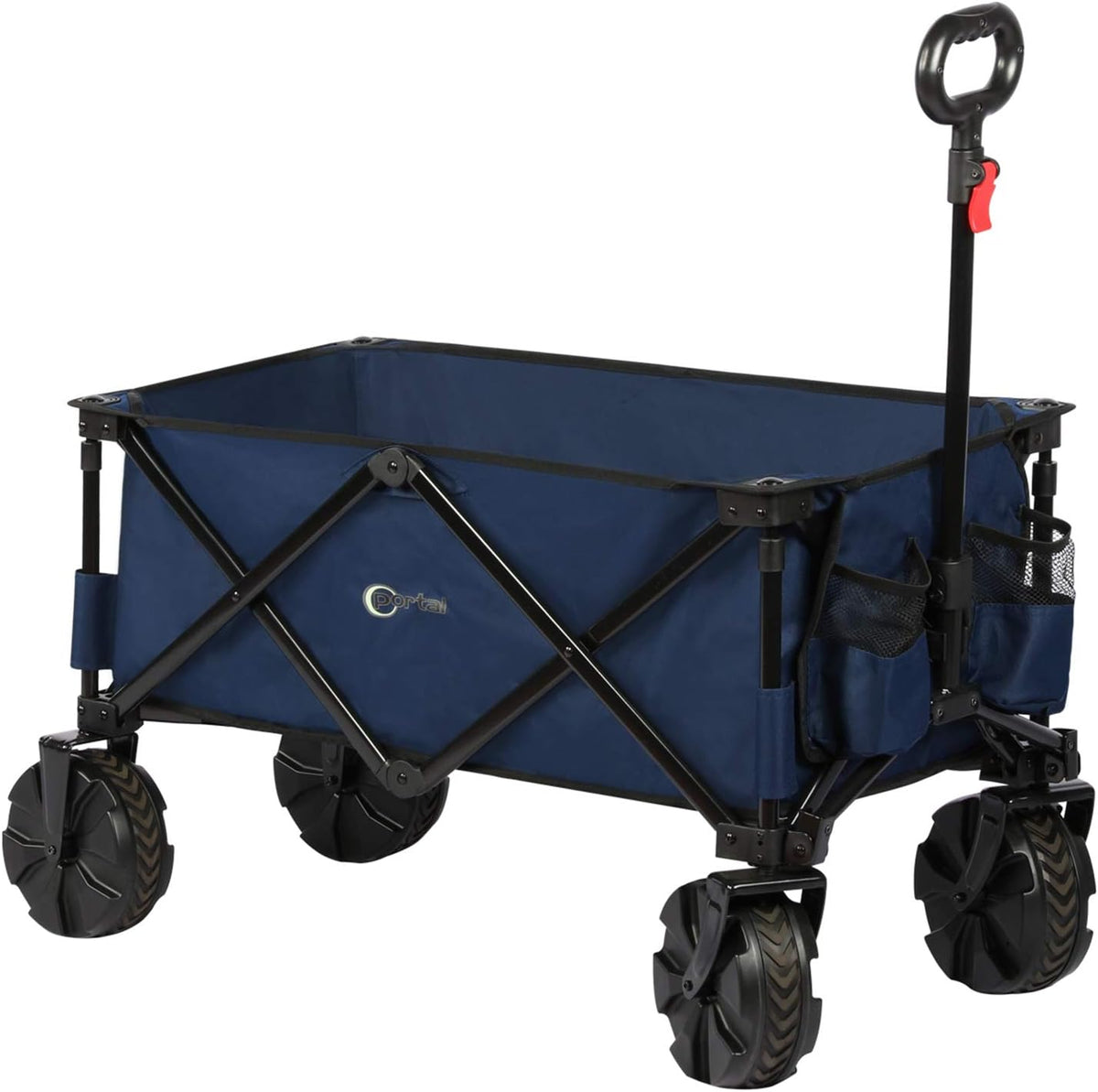 Collapsible Folding Utility Wagon Cart with 8 inches Wheels Black E74357