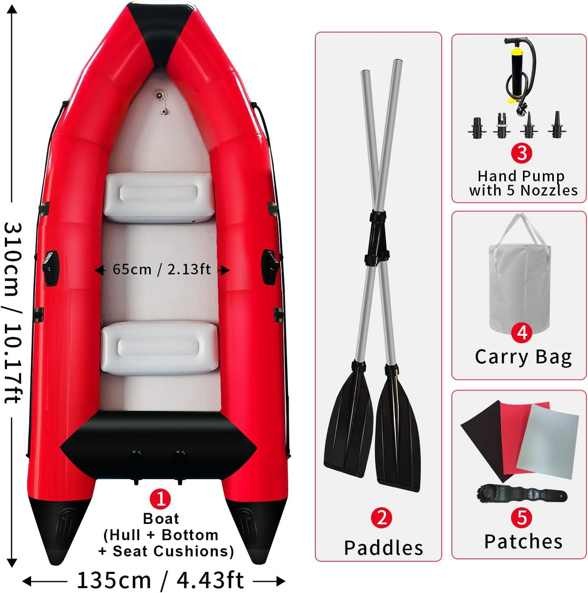 10 ft 4 Persons Inflatable Boat with Paddles Air Pump Carry Bag O7943