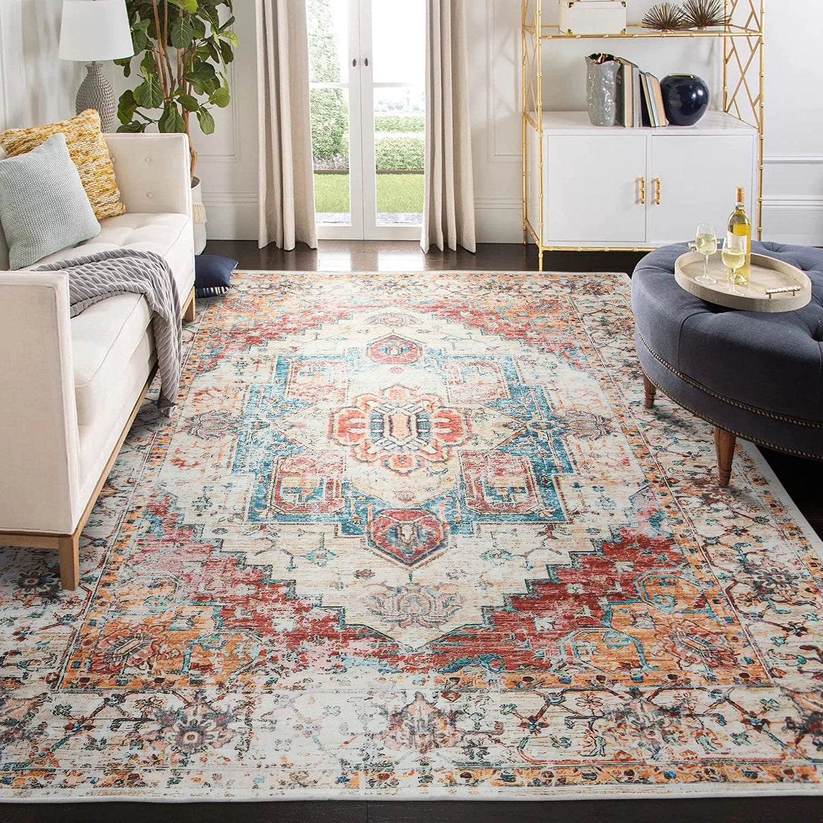 Vintage Bohemian Area Rug, 5' x 8', Orange U76993