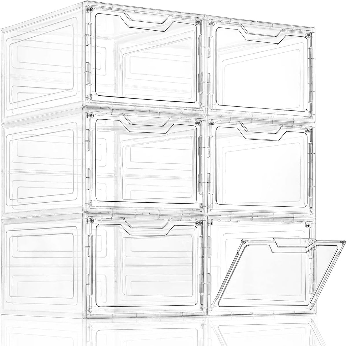 6 Pack Clear Stackable Plastic Storage Bins with Lids F1780