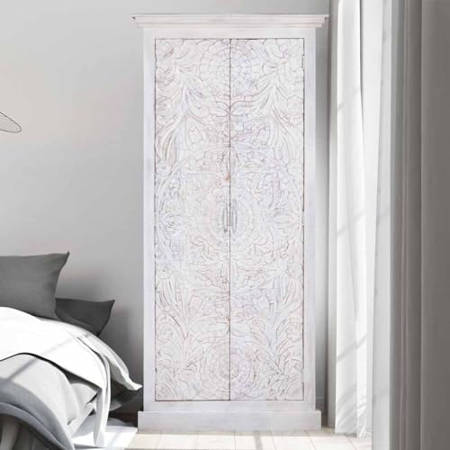White Solid Wood Wardrobe B839240