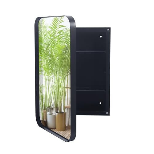 White Recessed Metal Framed Medicine Cabinet with Mirror and Adjustable Shelves X753