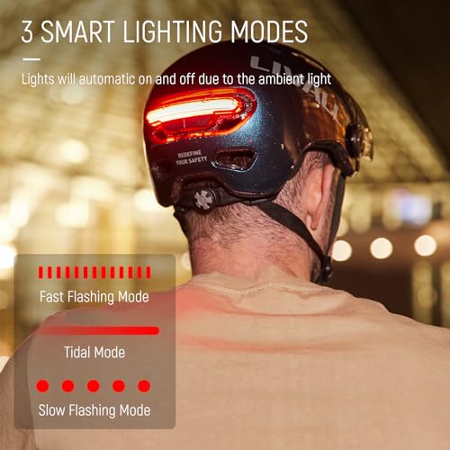 Smart Bike Helmet with LED Lights & Removable Visor Q135