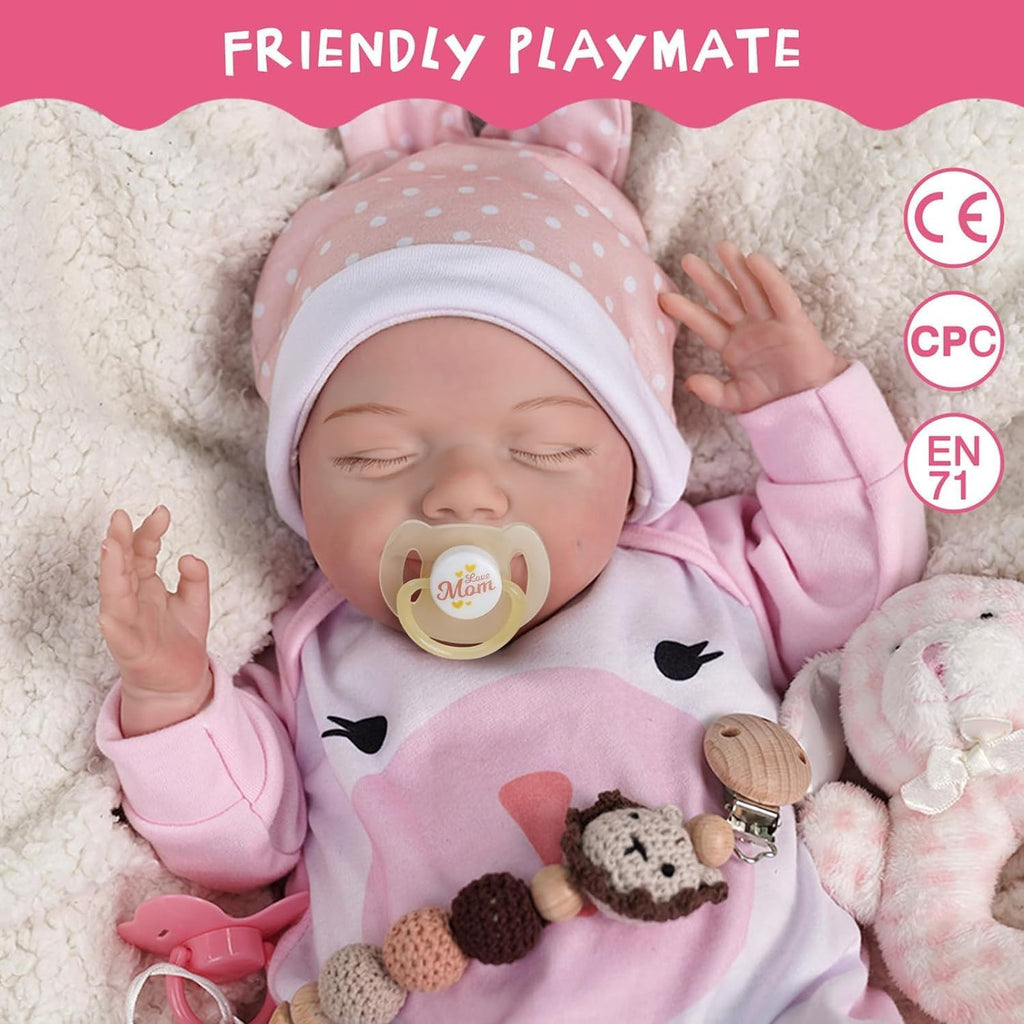 20 Inch Soft Body Realistic Baby Doll with Clothes Accessories Feeding Kit Y297