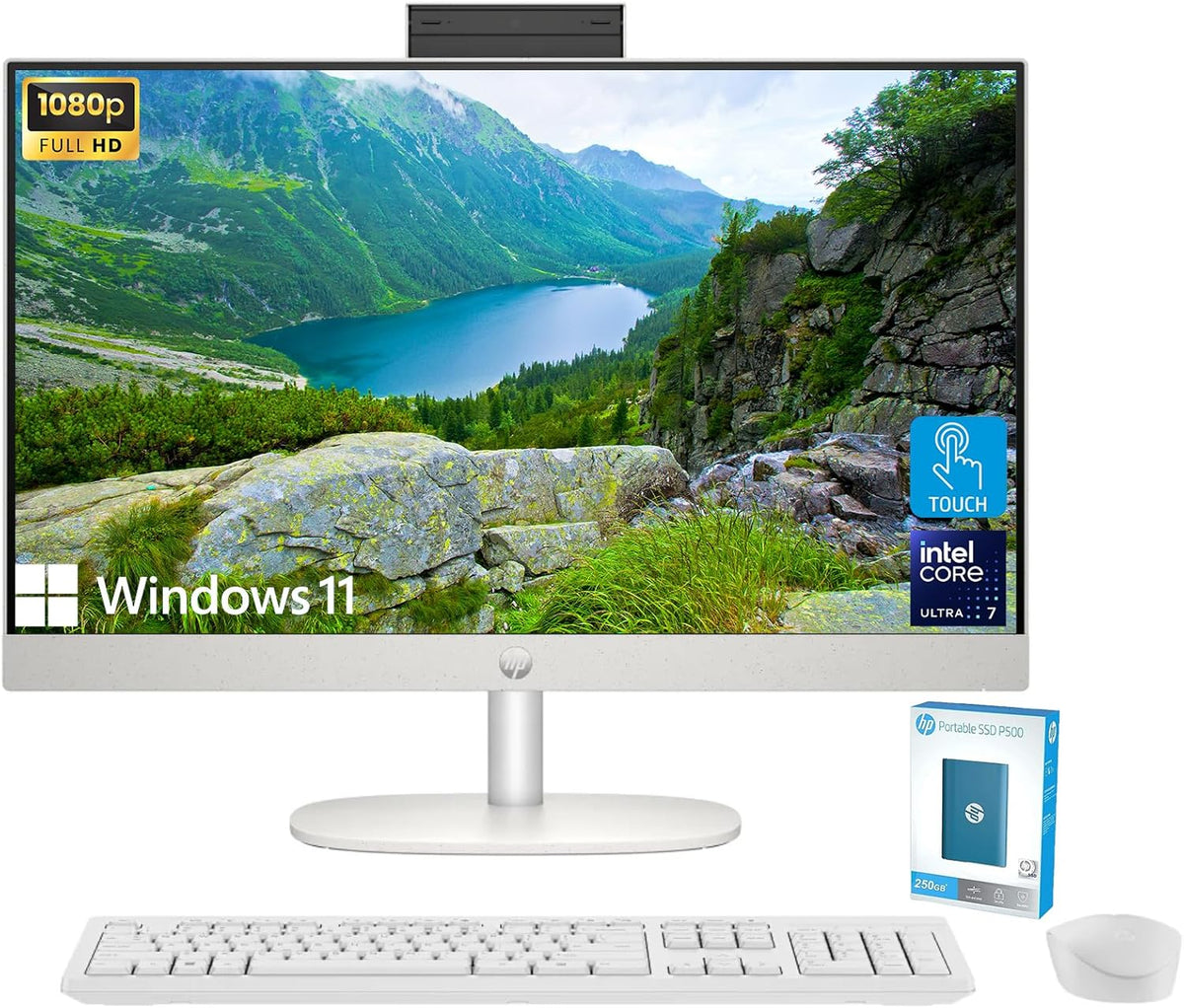 27" All-in-One Desktop Computer, FHD IPS Touchscreen, Intel Core Ultra 7, 64GB DDR5, 1TB SSD, Wi-Fi 6, Windows 11 Home N39034