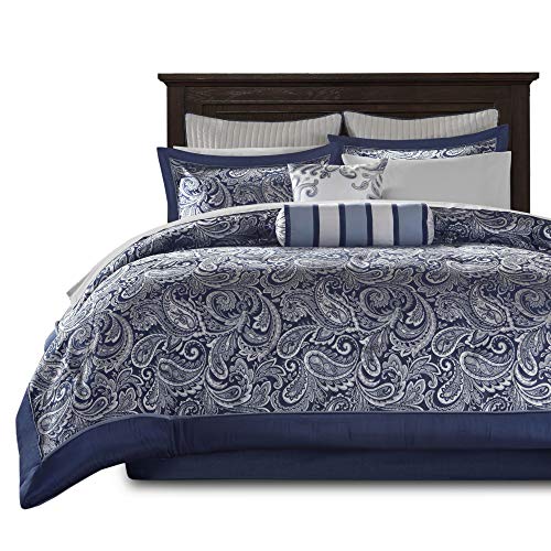 California King Black 12 Piece Faux Silk Cotton Comforter Set Q350626