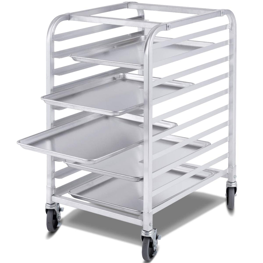 10 Tier Aluminum Bakery Rack with Lockable Casters P52893