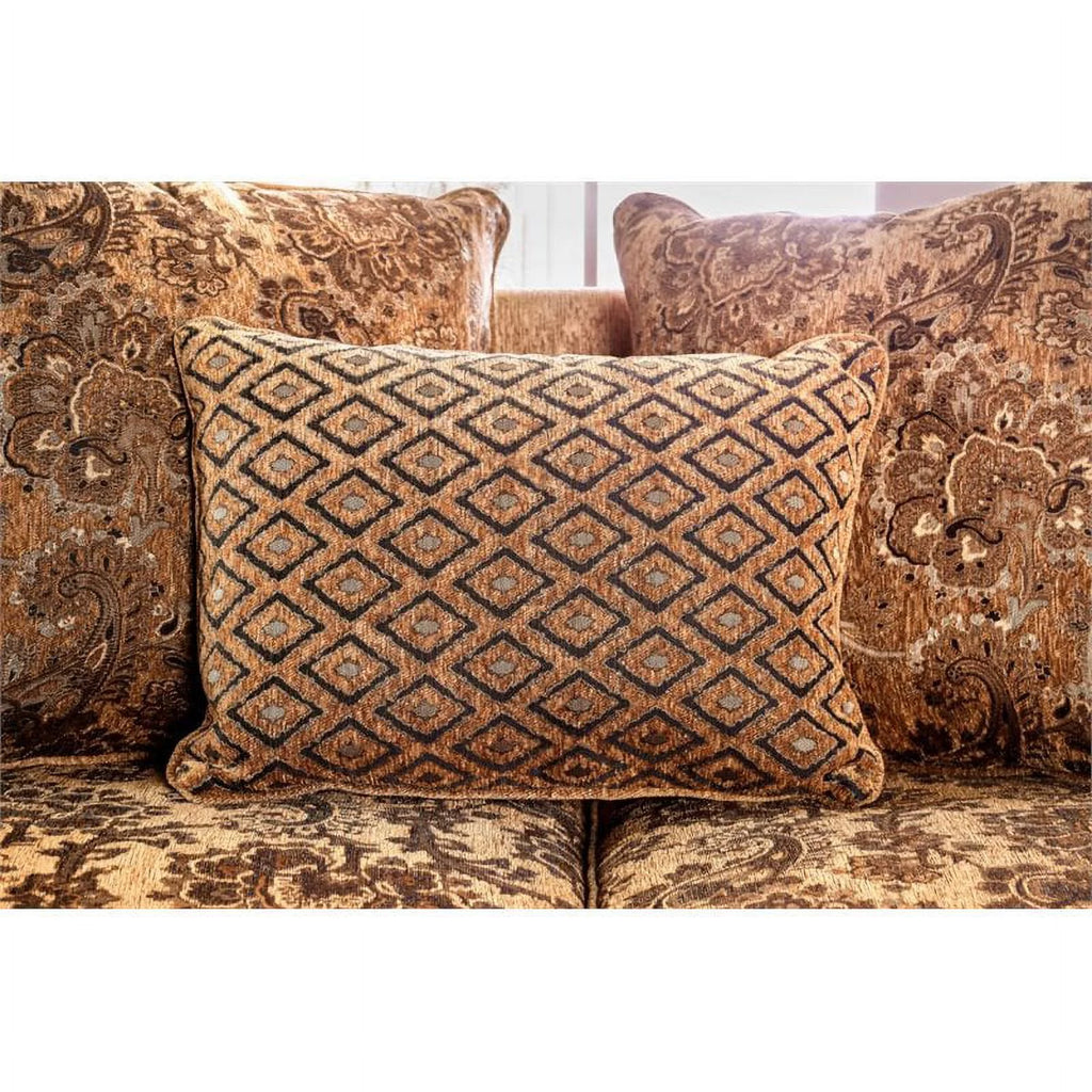 Traditional Chenille Sofa in Gold and Bronze Z620