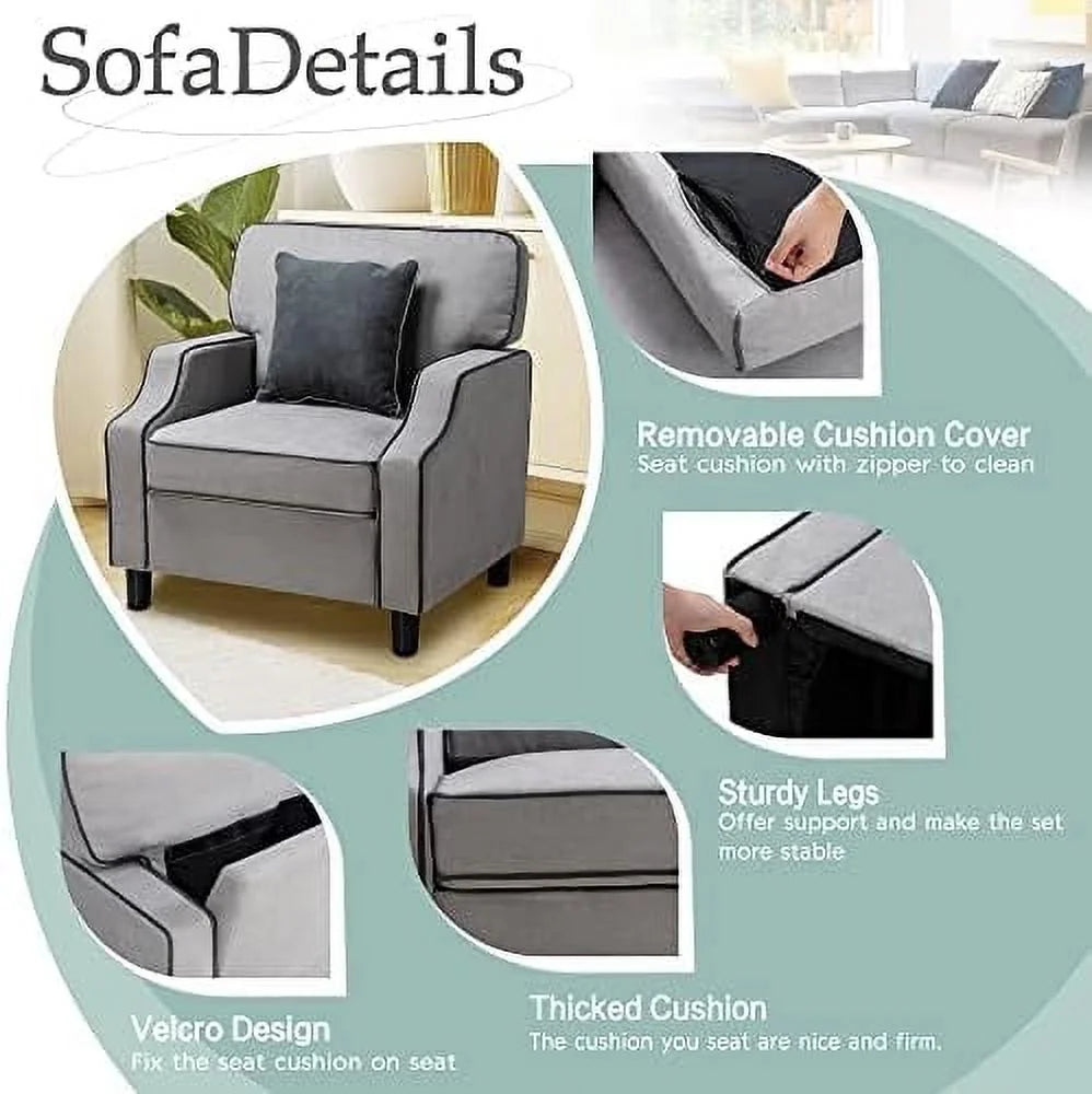 Light Gray Fabric Accent Armchair P83399