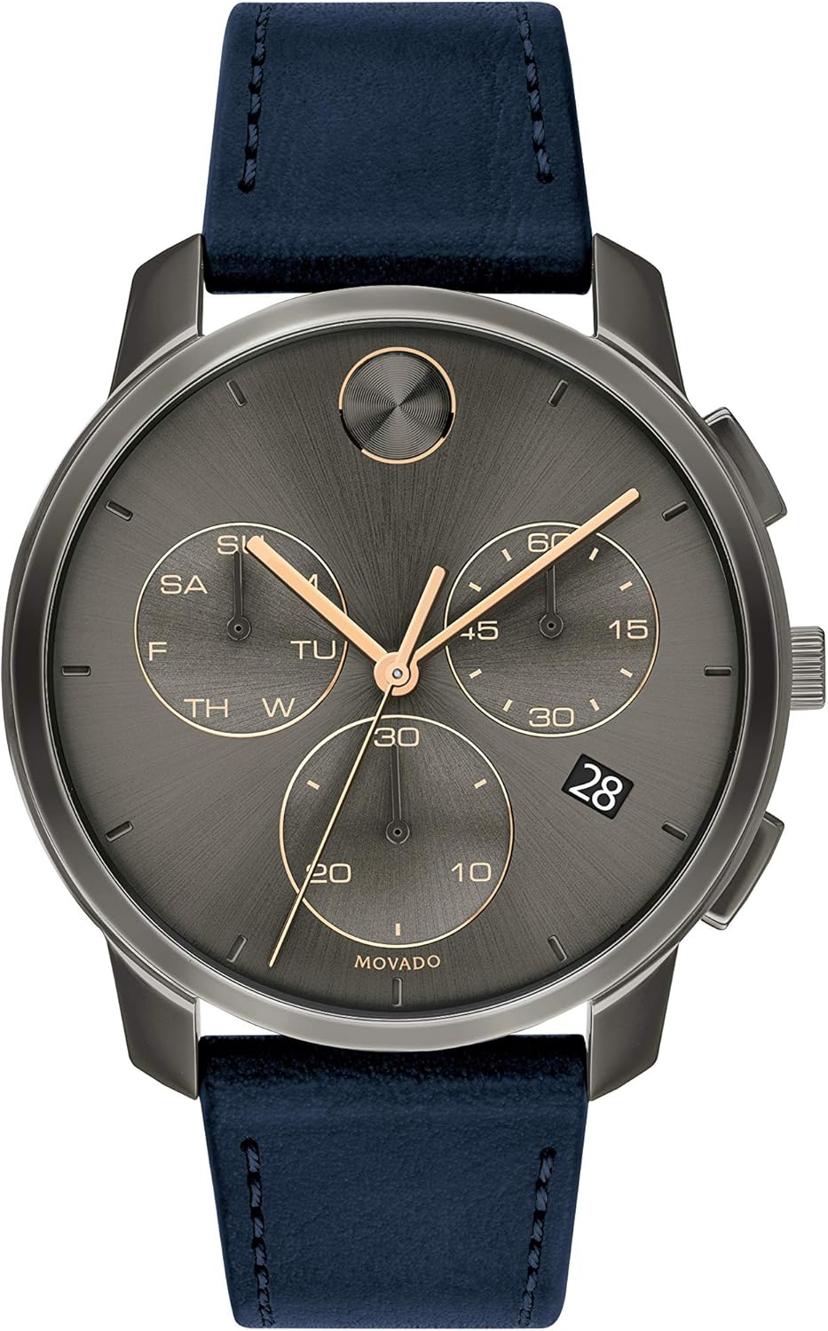 Navy Stainless Steel and Leather Strap Casual Watch H78564