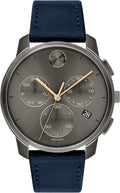 Navy Stainless Steel and Leather Strap Casual Watch H78564