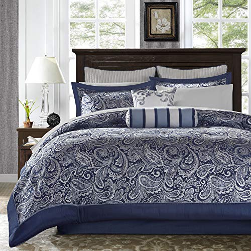 California King Black 12 Piece Faux Silk Cotton Comforter Set Q350626