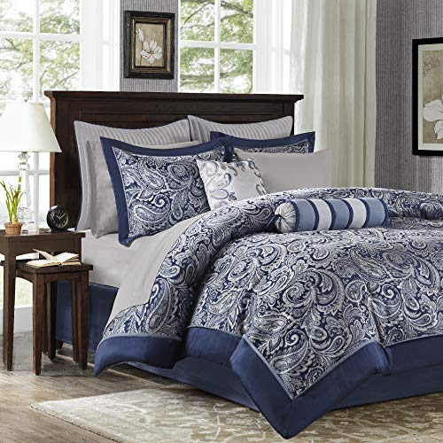 California King Black 12 Piece Faux Silk Cotton Comforter Set Q350626