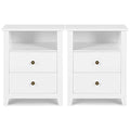 White Nightstands with Drawer Set of 2 Wood Bedside Tables U8338