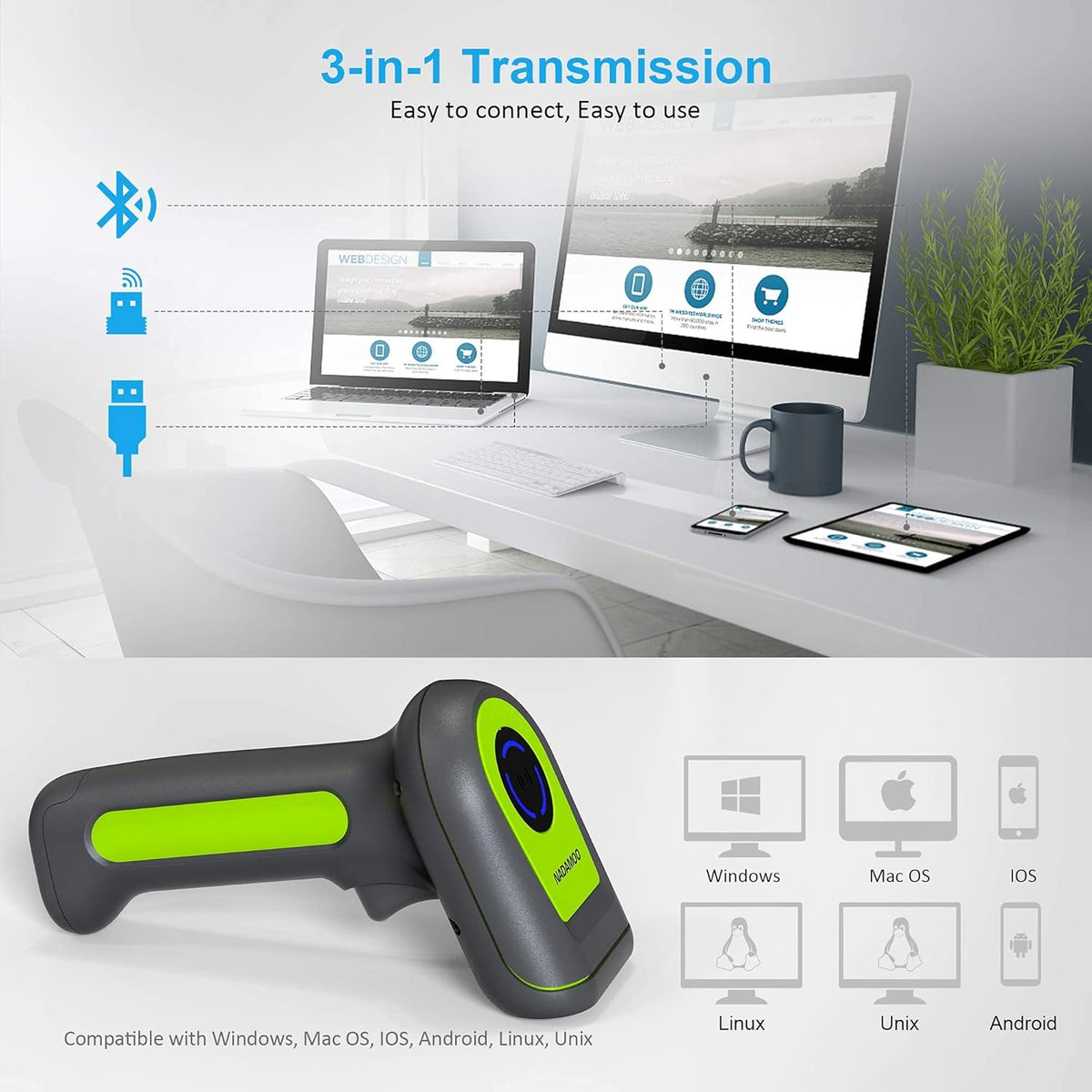 Cordless 2D 1D QR Handheld Barcode Scanner I90572