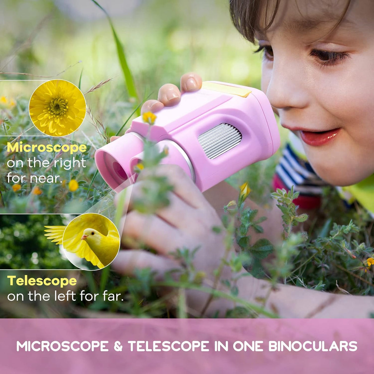 Portable Handheld Kids Microscope 2 LCD Pink N3027