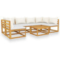 7 Piece Acacia Wood Patio Lounge Set with Cream Cushions W603954