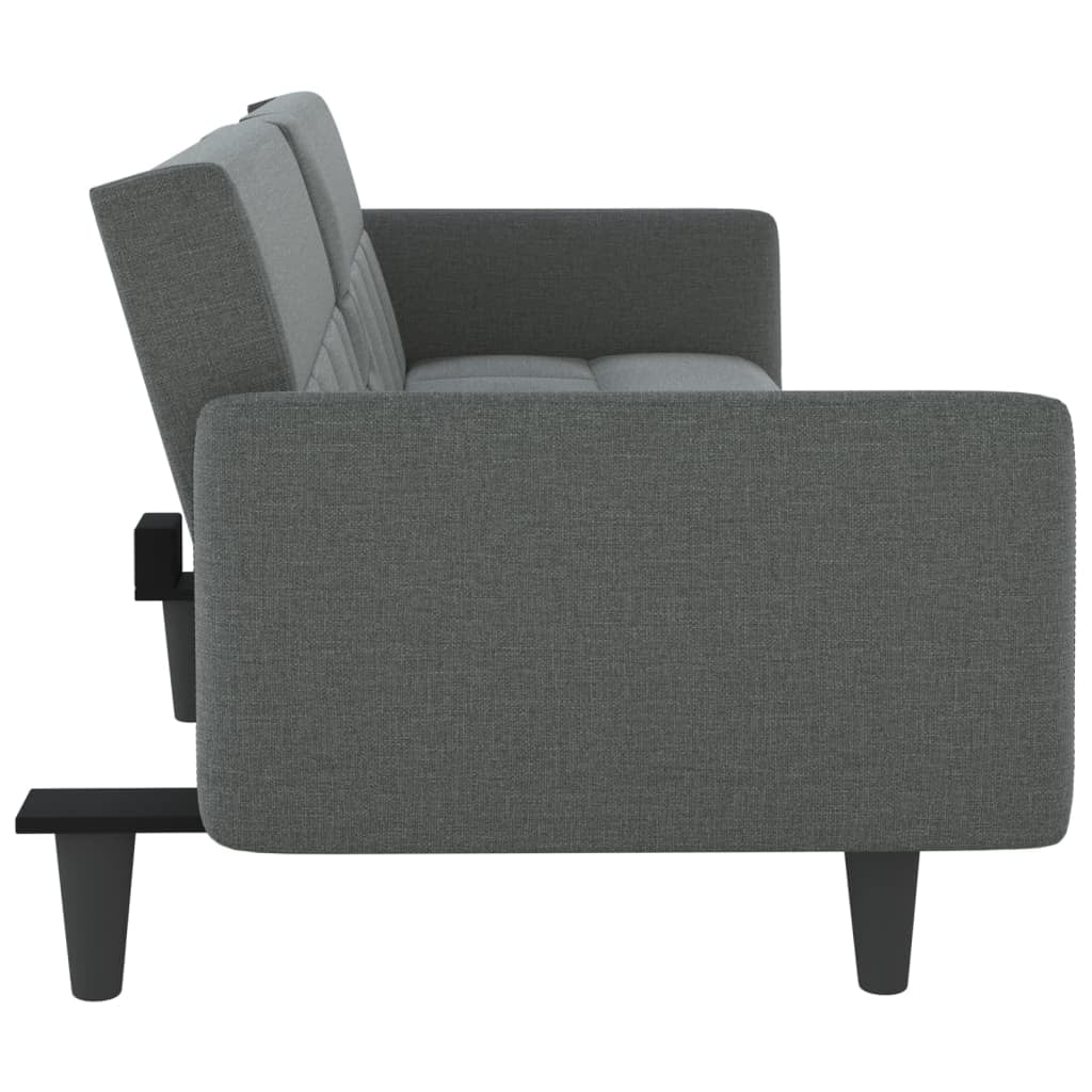 Dark Gray Fabric Sofa Bed with Cup Holders S245106