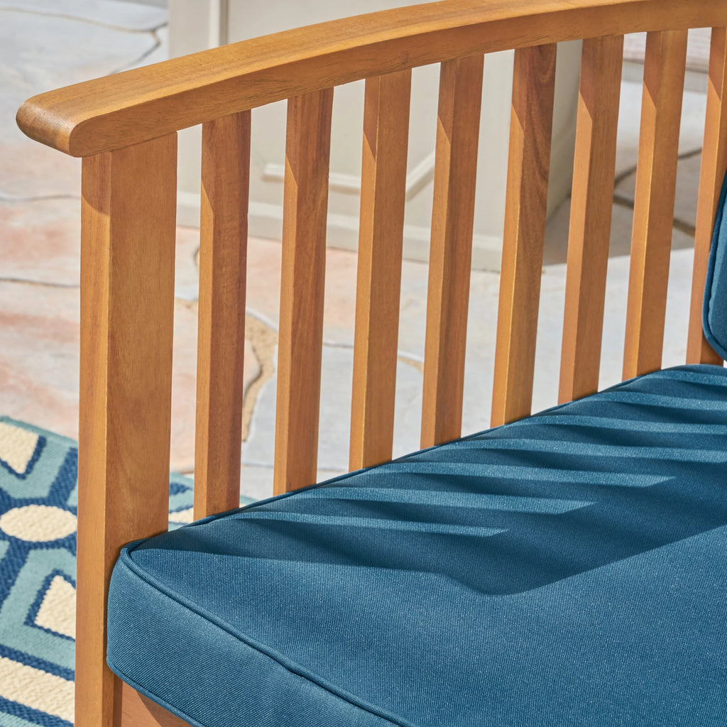 Acacia Wood Loveseat with Cushion K7032