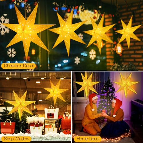 2 Pack 24 Inch Paper Star Lantern with 50 LEDs Y5075