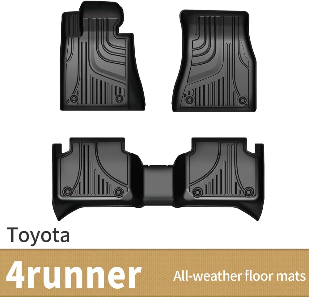 Heavy Duty TPE All Weather Car Floor Mats, 1st & 2nd Row Full Set Rubber Floor Liners I879876