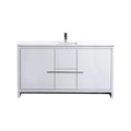 60 in. High Gloss White Bathroom Vanity with White Quartz Counter Top L1627