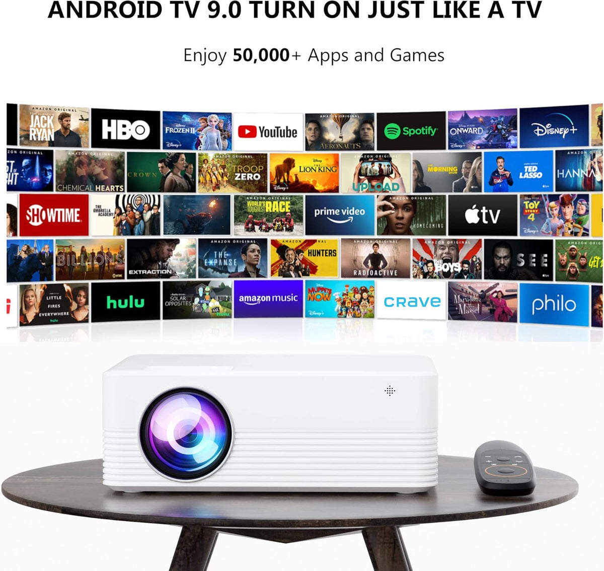 1080P 6000 Lumens Bluetooth WiFi Smart Projector D921