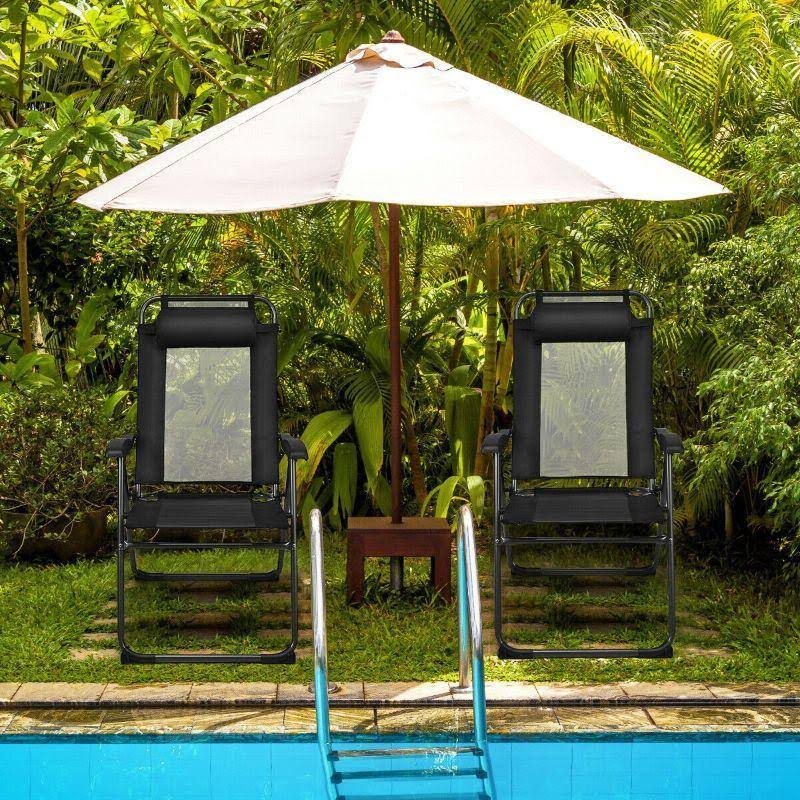 Gray Patio Adjustable Folding Recliner Chairs M429