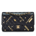 Black Quilted Lambskin Medium Double Flap E985535