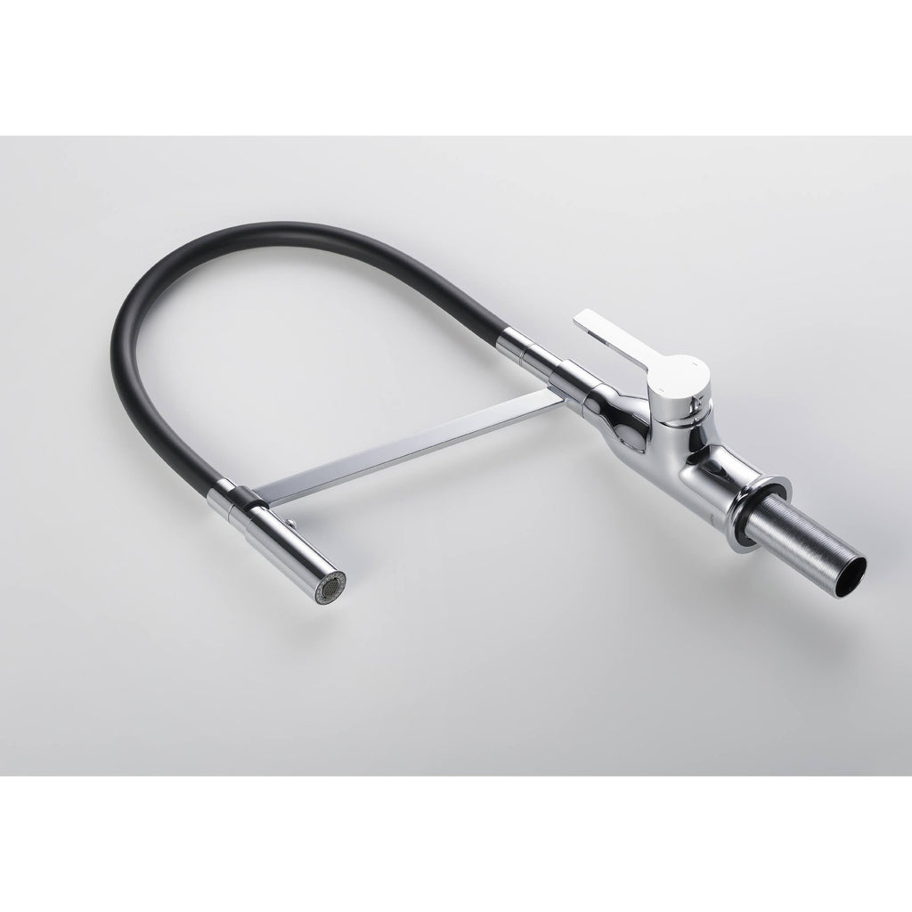 Matte Black Gooseneck Single Lever Kitchen Faucet with Spray Head R16359