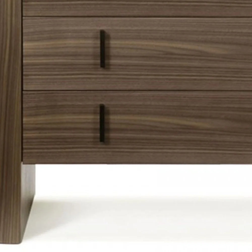Walnut Marble 55 in. Three Drawer Wood Dresser O172