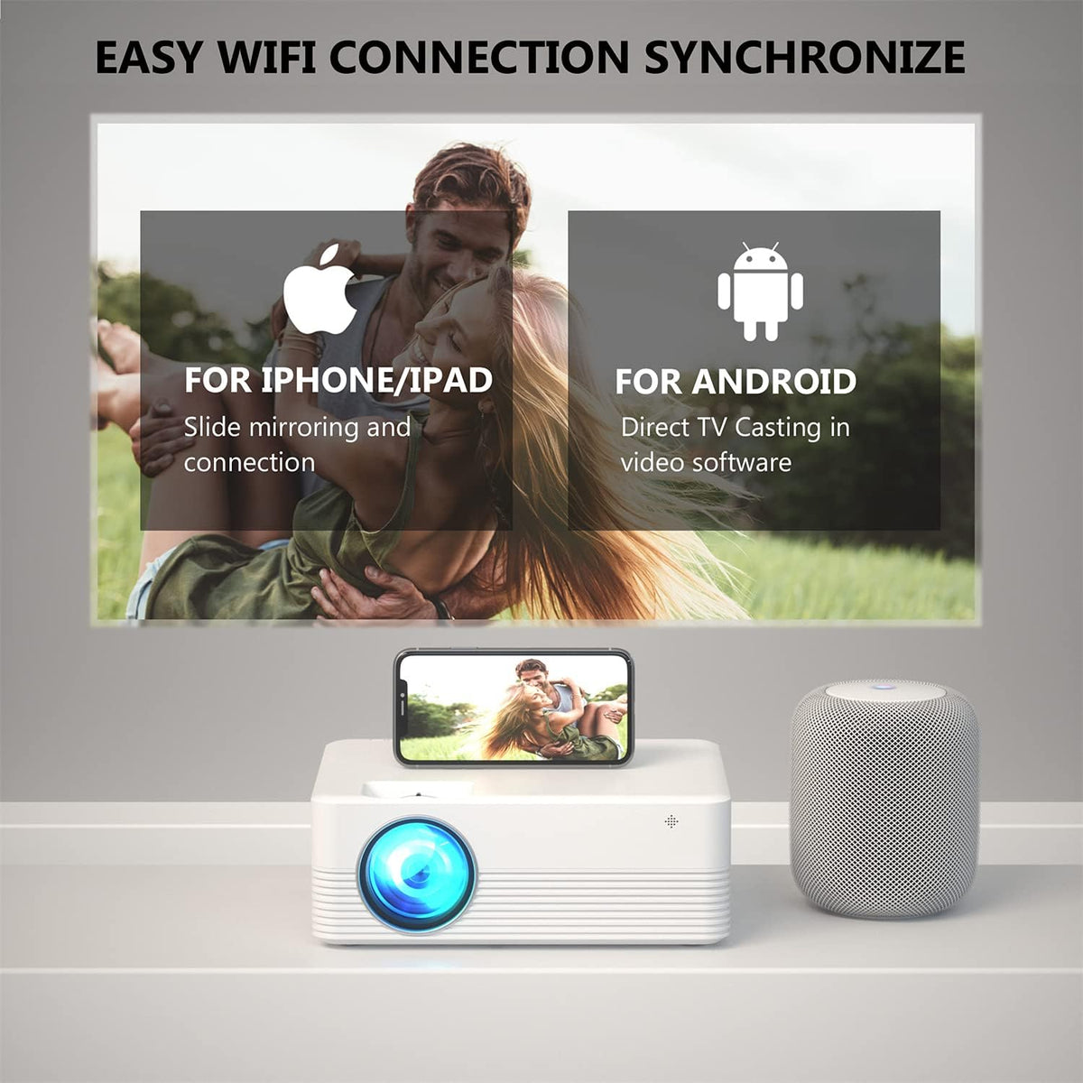 1080P 6000 Lumens Bluetooth WiFi Smart Projector D921