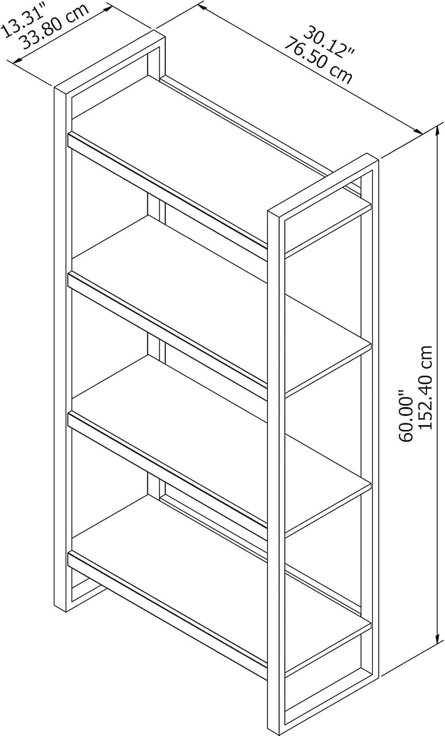 Rustic Brown 4 Shelf Etagere Bookcase Z102030