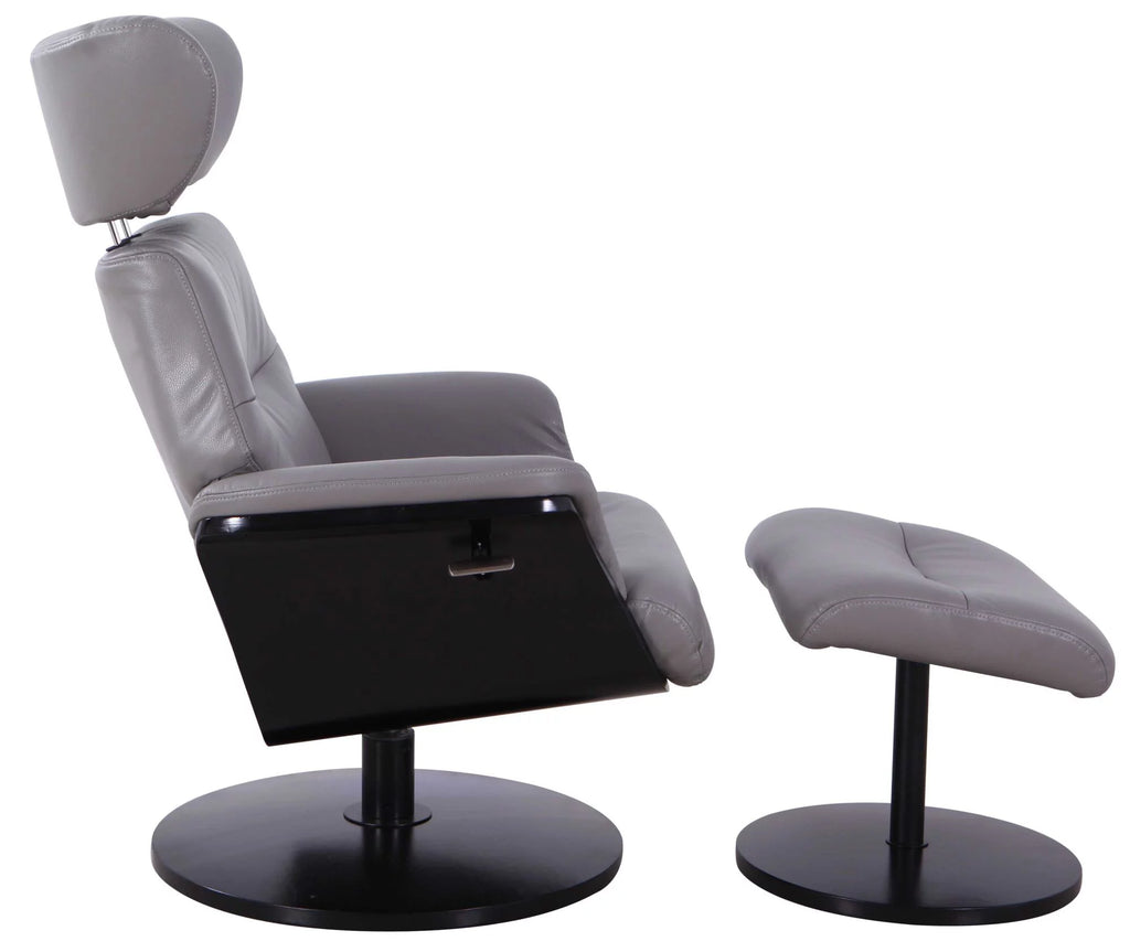 Gray and Black Recliner Chair with Ottoman L93265